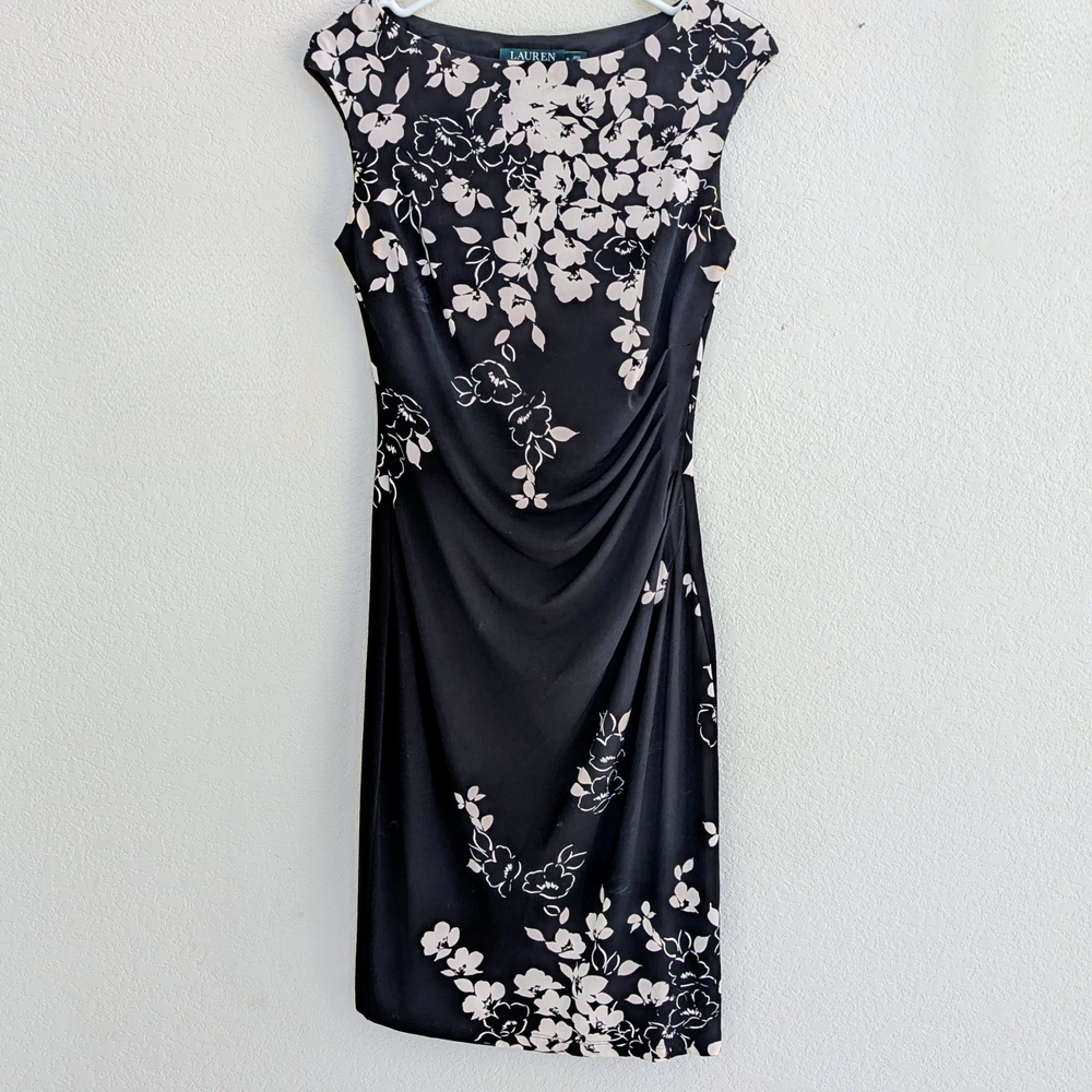 Ralph Lauren Black Floral Midi Dress
